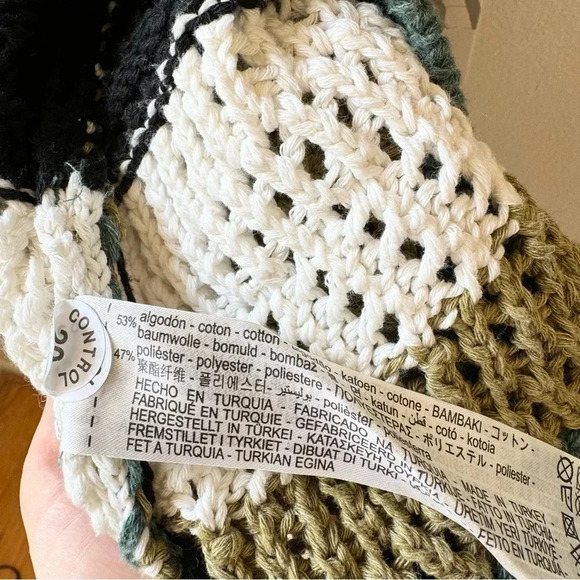 NWT Zara Oversized Knit Polo Sweater Short Sleeve Button Down Stripe Green S/M - Picture 6 of 7